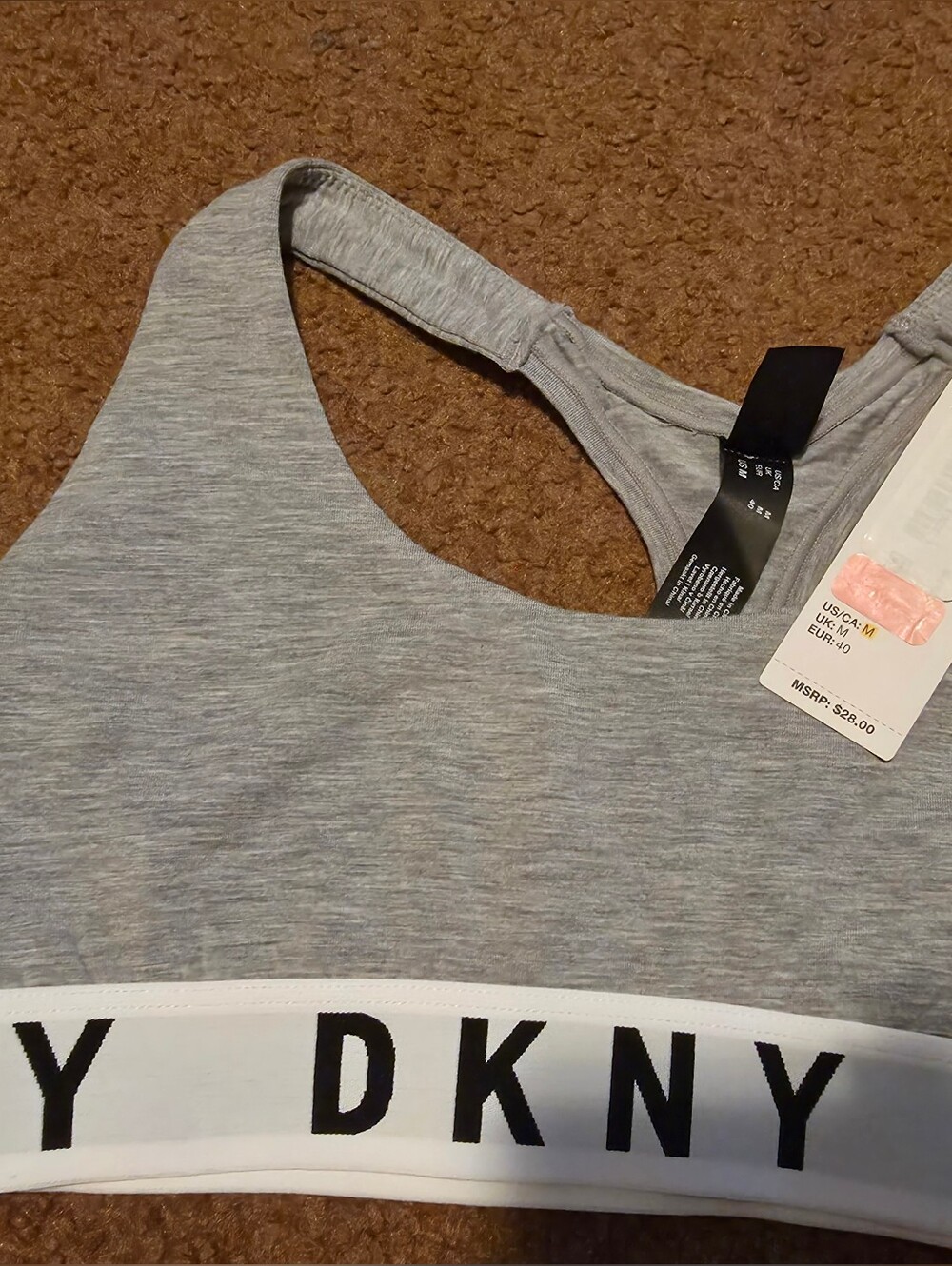 NWT- DKNY Gray Logo Sports Bra - Gray - Picture 4 of 16
